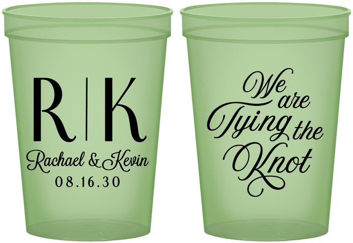Custom Wedding 16 oz Glow In The Dark Cups - Monogram Tying Knot | 559
