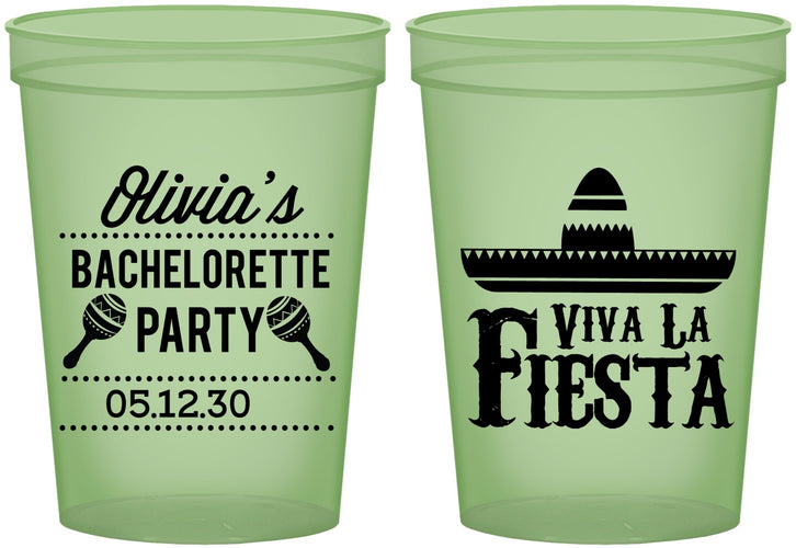 Custom Bachelorette 16 oz Glow In The Dark Cups - Viva La Fiesta | 60001