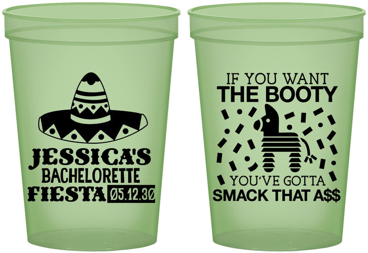 Custom Bachelorette 16 oz Glow In The Dark Cups - Mexico Fiesta | 60006