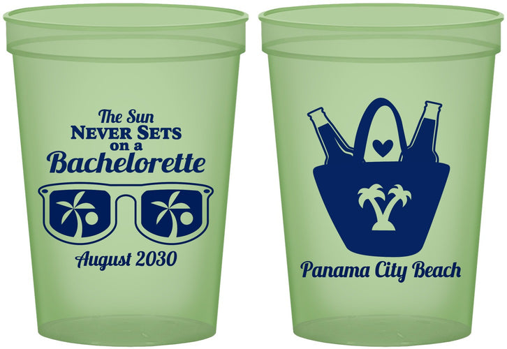Custom Bachelorette 16 oz Glow In The Dark Cups - Beach | 60010