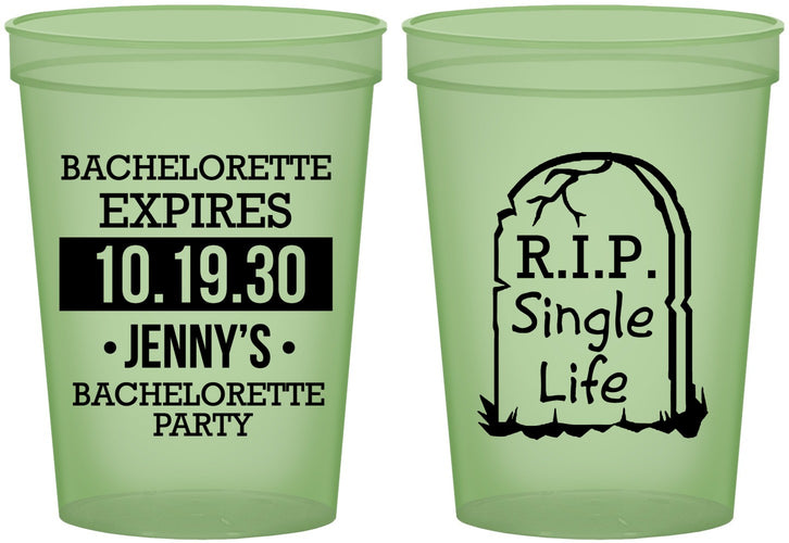 Custom Bachelorette 16 oz Glow In The Dark Cups - Rip Single Life | 60014