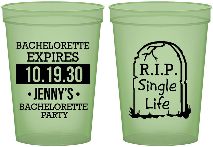 Custom Bachelorette 16 oz Glow In The Dark Cups - Rip Single Life | 60014