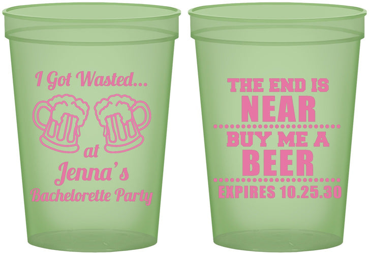 Custom Bachelorette 16 oz Glow In The Dark Cups - I Got Wasted | 60015