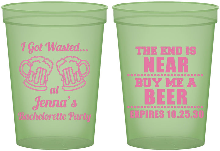 Custom Bachelorette 16 oz Glow In The Dark Cups - I Got Wasted | 60015