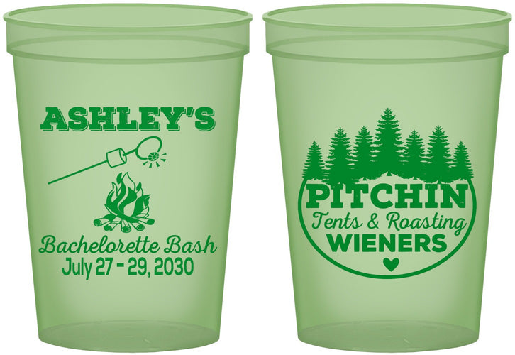 Custom Bachelorette 16 oz Glow In The Dark Cups - Camping | 60018