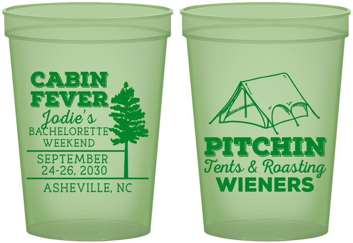 Custom Bachelorette 16 oz Glow In The Dark Cups - Camping | 60019