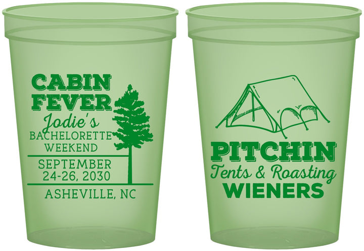 Custom Bachelorette 16 oz Glow In The Dark Cups - Camping | 60019