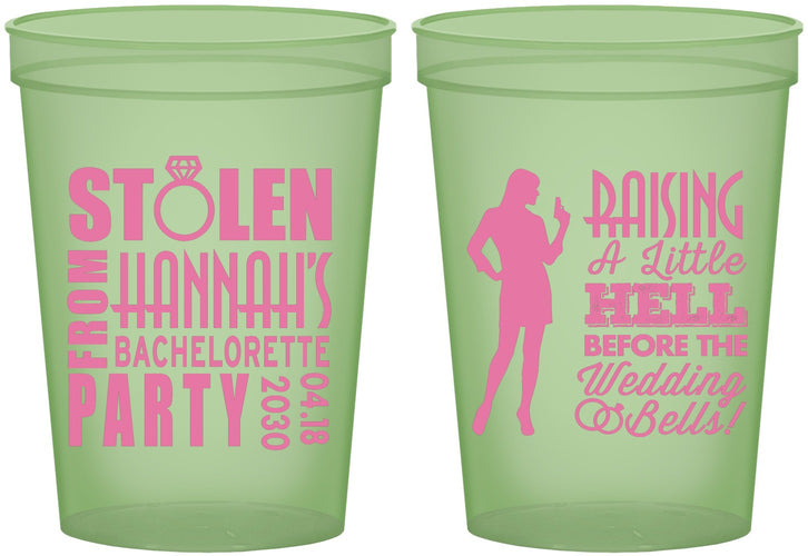 Custom Bachelorette 16 oz Glow In The Dark Cups - Raising A Little Hell | 60020