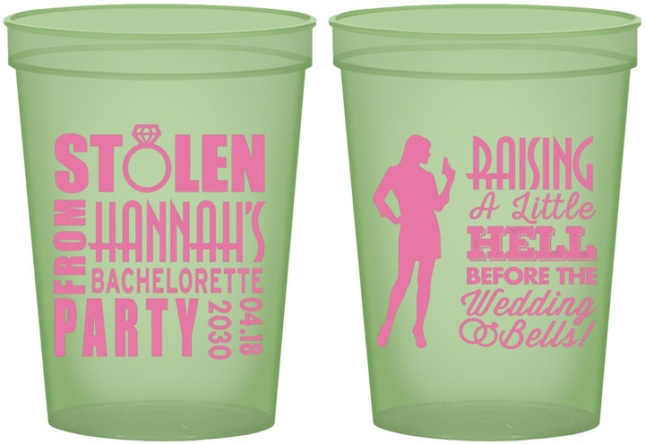 Custom Bachelorette 16 oz Glow In The Dark Cups - Raising A Little Hell | 60020