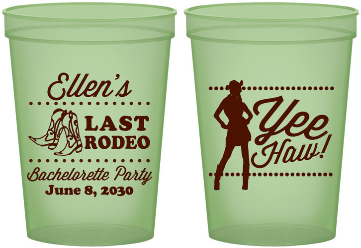 Custom Bachelorette 16 oz Glow In The Dark Cups - Last Rodeo | 60021