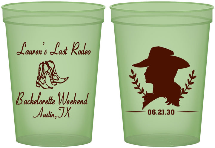 Custom Bachelorette 16 oz Glow In The Dark Cups - Last Rodeo | 60022