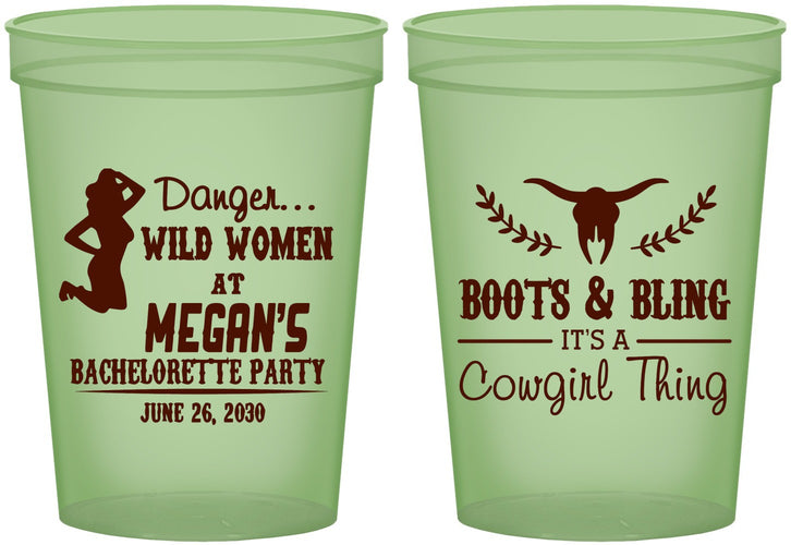 Custom Bachelorette 16 oz Glow In The Dark Cups - Boots And Bling | 60023