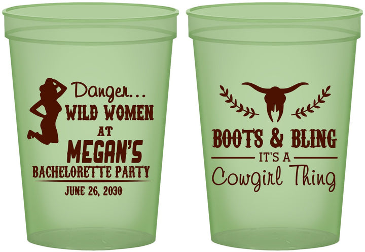 Custom Bachelorette 16 oz Glow In The Dark Cups - Boots And Bling | 60023