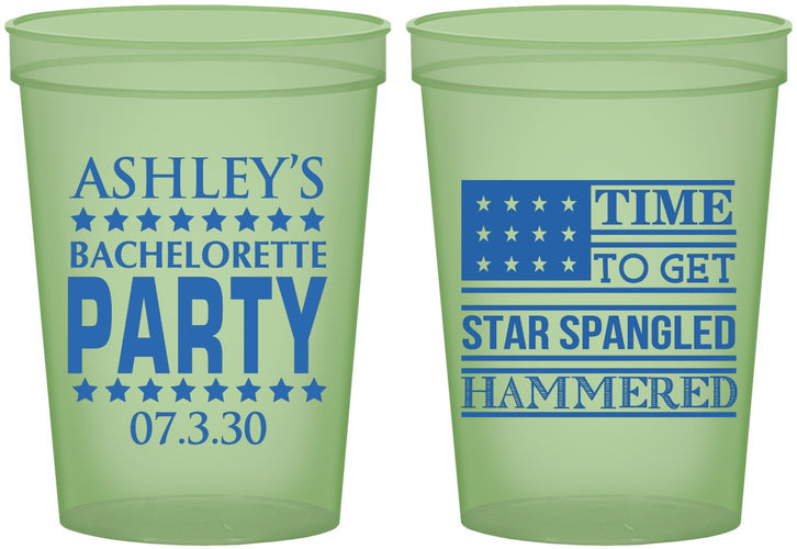 Custom Bachelorette 16 oz Glow In The Dark Cups - Star Spangled Hammered | 60025