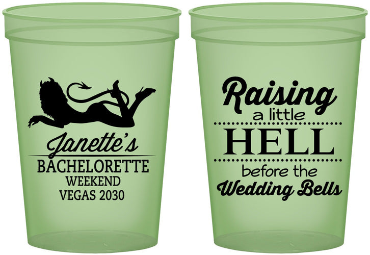 Custom Bachelorette 16 oz Glow In The Dark Cups - Raising A Little Hell | 60030