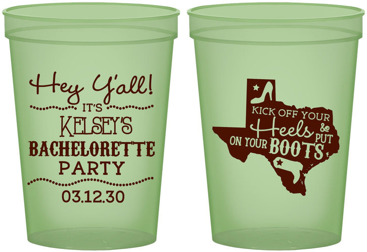 Custom Bachelorette 16 oz Glow In The Dark Cups - Texas Cowgirl | 60041