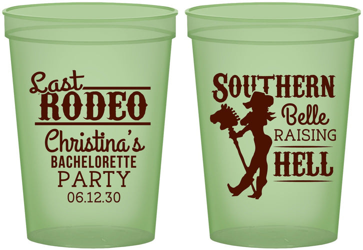 Custom Bachelorette 16 oz Glow In The Dark Cups - Raising Hell Last Rodeo | 60042