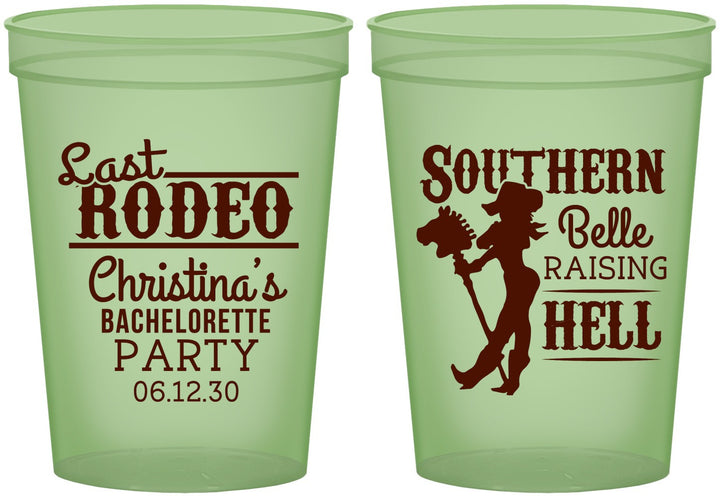 Custom Bachelorette 16 oz Glow In The Dark Cups - Raising Hell Last Rodeo | 60042