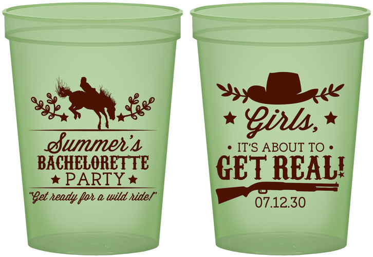 Custom Bachelorette 16 oz Glow In The Dark Cups - Its About To Get Real | 60043