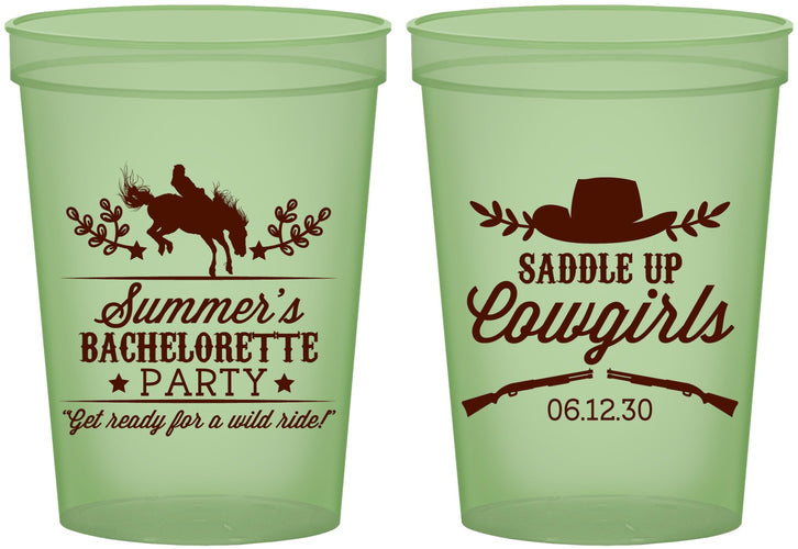 Custom Bachelorette 16 oz Glow In The Dark Cups - Saddle Up Cowgirls | 60045