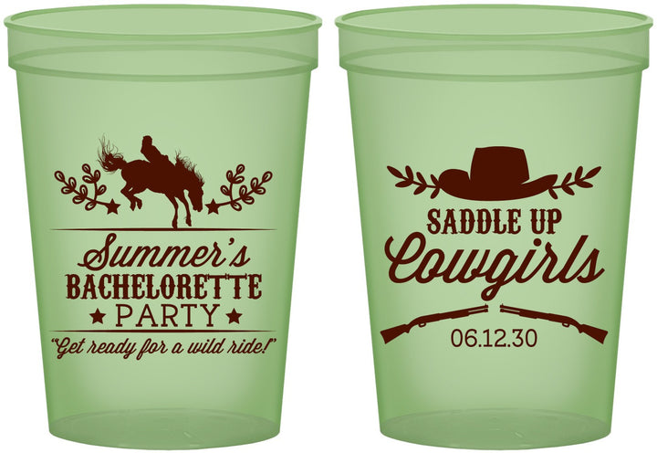 Custom Bachelorette 16 oz Glow In The Dark Cups - Saddle Up Cowgirls | 60045