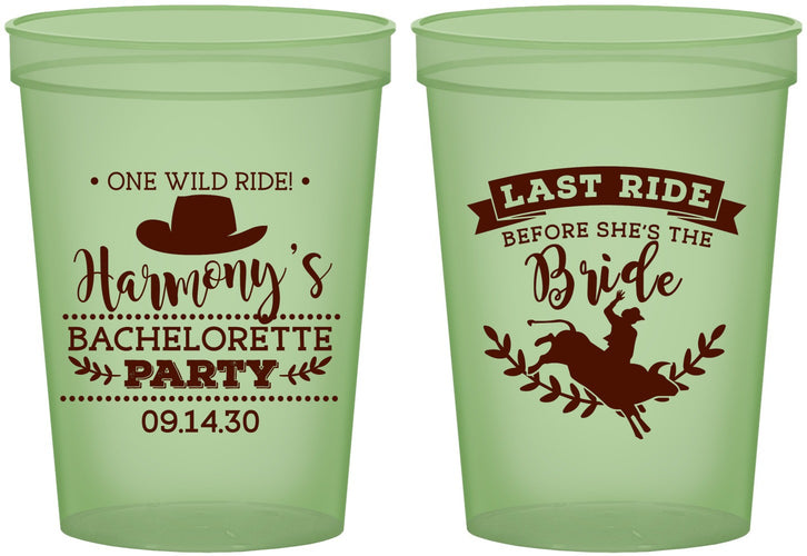 Custom Bachelorette 16 oz Glow In The Dark Cups - Last Ride Before Bride | 60046