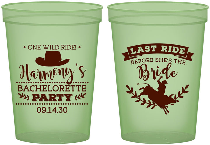 Custom Bachelorette 16 oz Glow In The Dark Cups - Last Ride Before Bride | 60046
