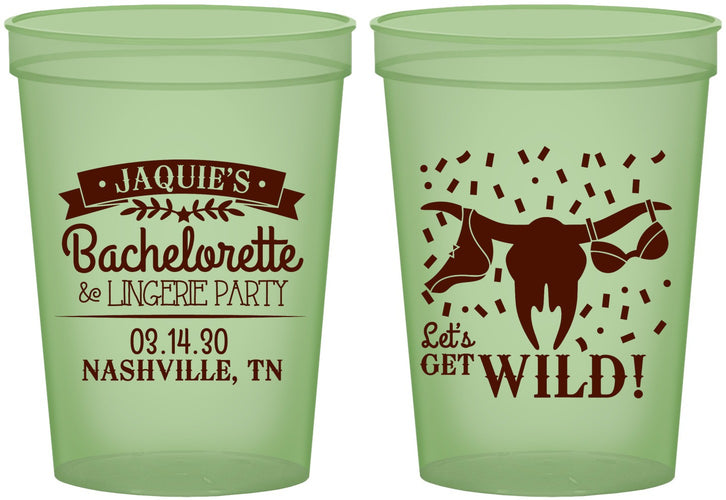 Custom Bachelorette 16 oz Glow In The Dark Cups - Lets Get Wild Cowgirl | 60048