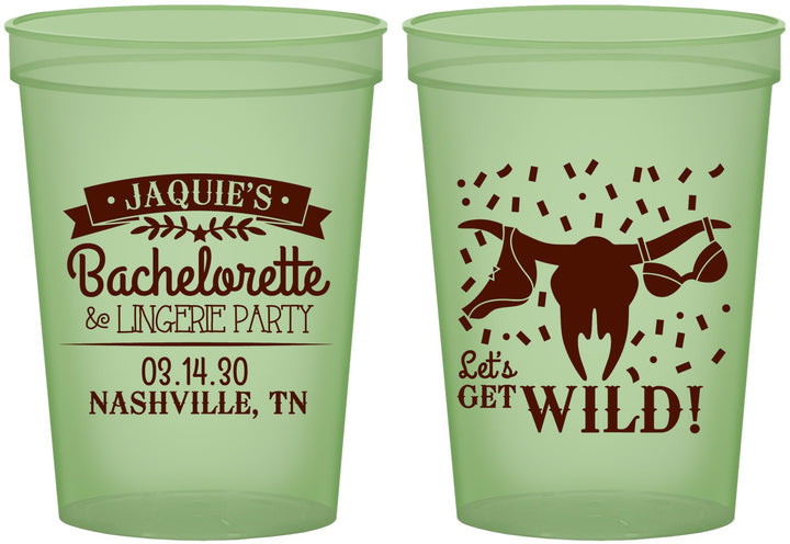 Custom Bachelorette 16 oz Glow In The Dark Cups - Lets Get Wild Cowgirl | 60048