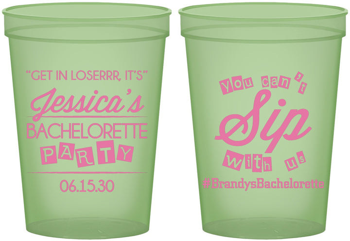 Custom Bachelorette 16 oz Glow In The Dark Cups - Cant Sip With Us | 60050