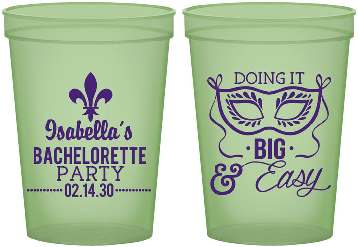 Custom Bachelorette 16 oz Glow In The Dark Cups - Mardi Gras | 60059
