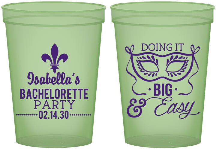 Custom Bachelorette 16 oz Glow In The Dark Cups - Mardi Gras | 60059