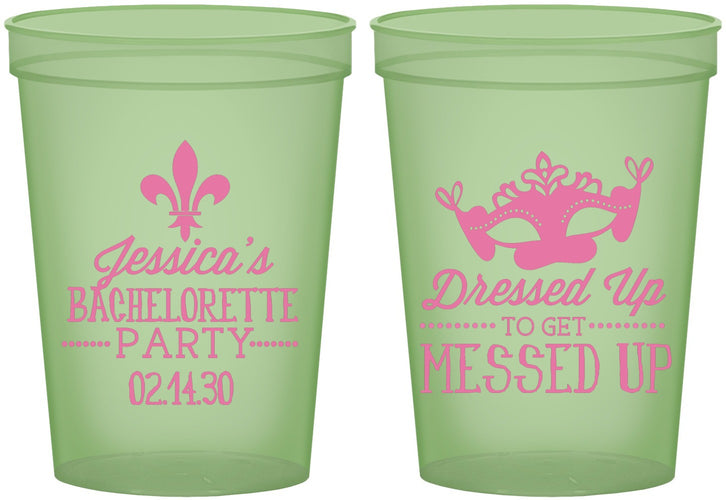 Custom Bachelorette 16 oz Glow In The Dark Cups - Mardi Gras | 60061