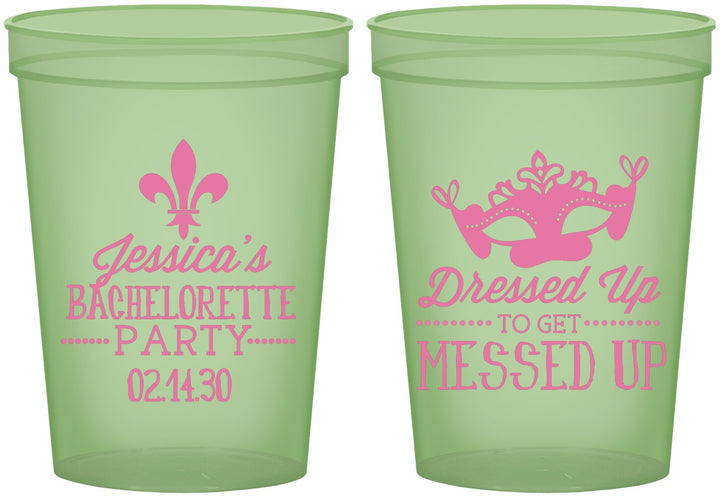 Custom Bachelorette 16 oz Glow In The Dark Cups - Mardi Gras | 60061