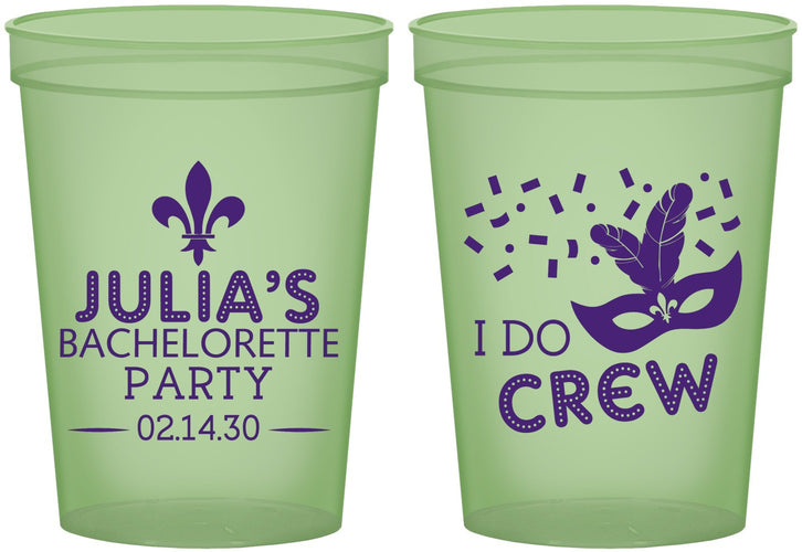 Custom Bachelorette 16 oz Glow In The Dark Cups - Mardi Gras I Do Crew | 60063