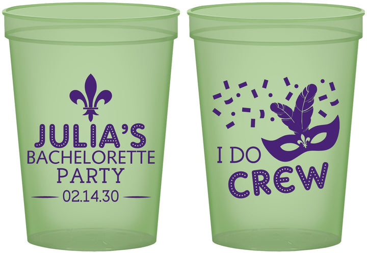 Custom Bachelorette 16 oz Glow In The Dark Cups - Mardi Gras I Do Crew | 60063