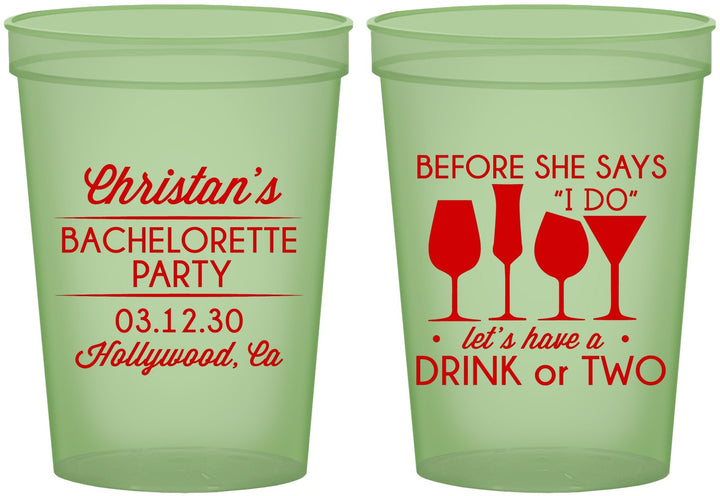 Custom Bachelorette 16 oz Glow In The Dark Cups - Before She Says I Do | 60064