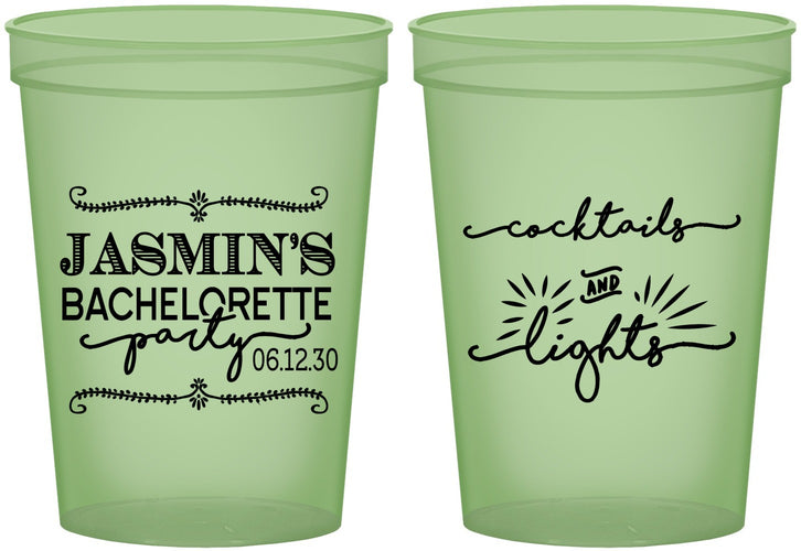 Custom Bachelorette 16 oz Glow In The Dark Cups - Cocktails And Lights | 60065
