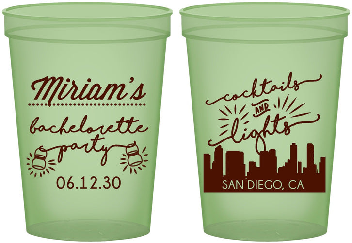 Custom Bachelorette 16 oz Glow In The Dark Cups - San Diego | 60067