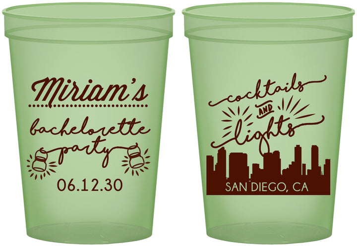 Custom Bachelorette 16 oz Glow In The Dark Cups - San Diego | 60067