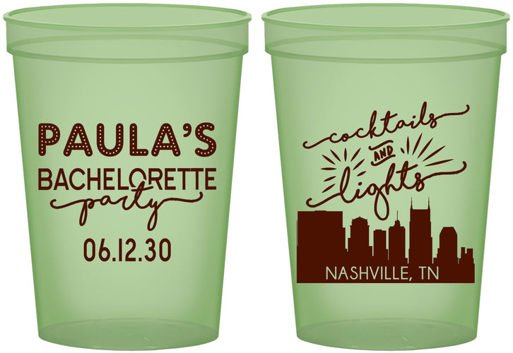 Custom Bachelorette 16 oz Glow In The Dark Cups - Nashville | 60068