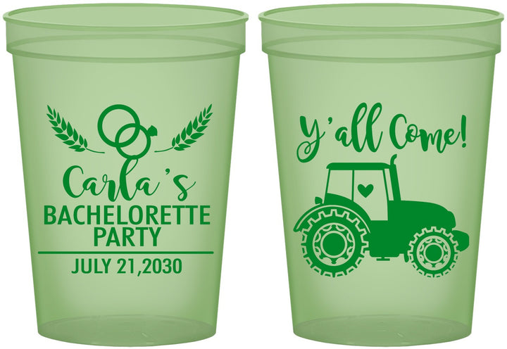 Custom Bachelorette 16 oz Glow In The Dark Cups - Tractor Farm | 60070