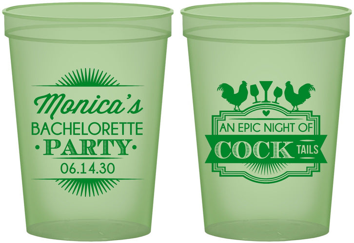 Custom Bachelorette 16 oz Glow In The Dark Cups - Epic Night Of Cocktails | 60071