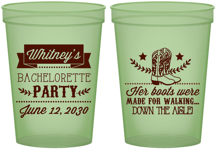 Custom Bachelorette 16 oz Glow In The Dark Cups - Cowgirl Boots | 60072