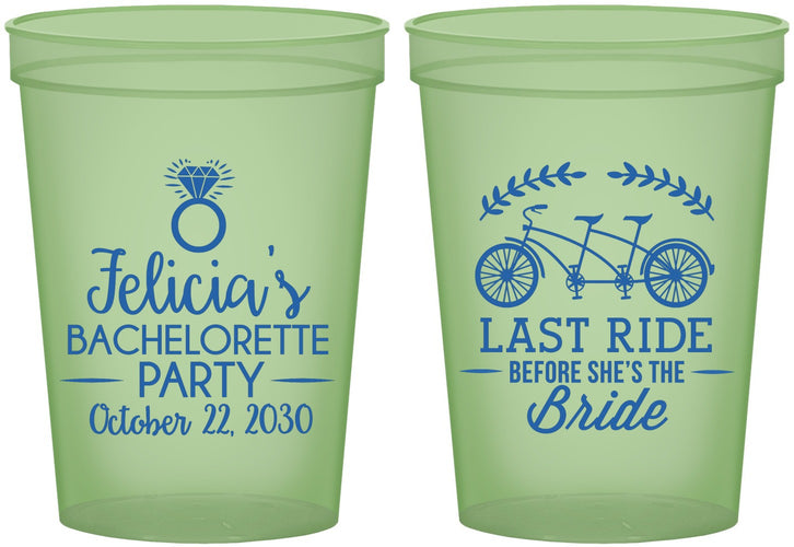 Custom Bachelorette 16 oz Glow In The Dark Cups - Last Ride Before Bride | 60073