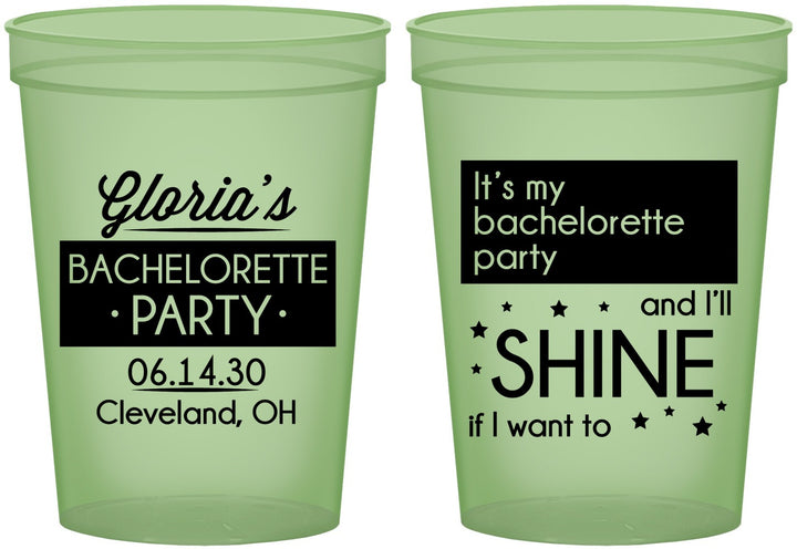 Custom Bachelorette 16 oz Glow In The Dark Cups - Shine | 60080