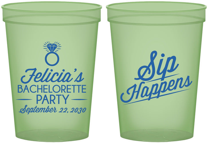 Custom Bachelorette 16 oz Glow In The Dark Cups - Sip Happens | 60081
