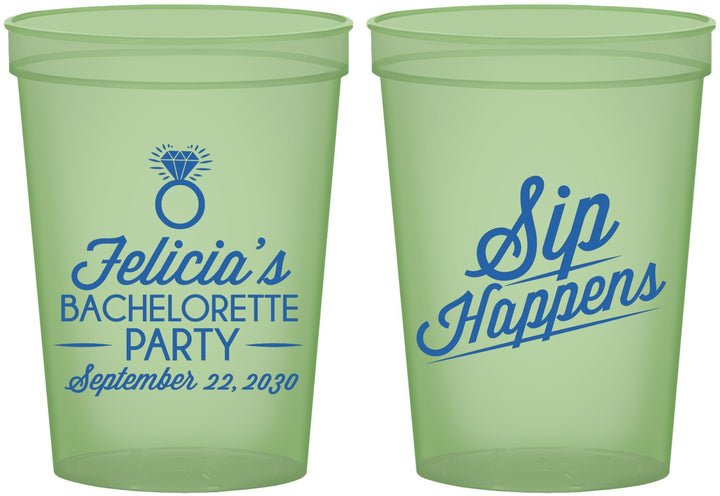 Custom Bachelorette 16 oz Glow In The Dark Cups - Sip Happens | 60081