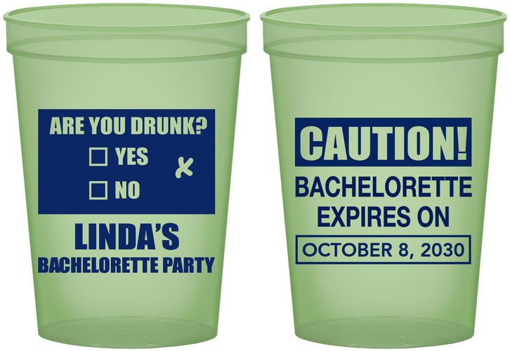 Custom Bachelorette 16 oz Glow In The Dark Cups - Caution | 60082