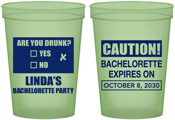 Custom Bachelorette 16 oz Glow In The Dark Cups - Caution | 60082